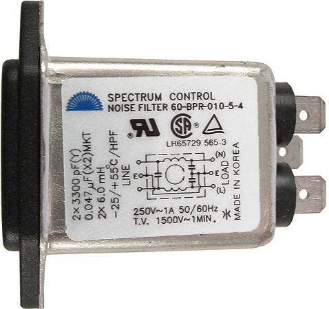 SCI Panel Mount Noise Filter with Spade Lugs and Socket